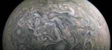 NASA's Juno mission captured these elaborate atmospheric jets in Jupiter's northern mid-latitude region.