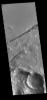 This image from NASA's Mars Odyssey shows a section of Sirenum Fossae. The linear depression was created by tectonic forces stretching the surface.