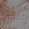 This newly reprocessed image of Jupiter's moon Europa, taken by NASA's Galileo spacecraft on Sept. 26, 1998, reveals details of diverse surface features.