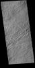This image from NASA's Mars Odyssey shows flank flows on the east side of Olympus Mons.
