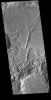 This image from NASA's Mars Odyssey shows part of the floor of an unnamed crater in Margaritifer Terra.