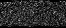 These images of asteroid Apophis were recorded by radio antennas at the Deep Space Network's Goldstone complex in California and the Green Bank Telescope in West Virginia.