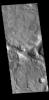 This image from NASA's Mars Odyssey shows part of a heavily eroded crater near the northern margin of Terra Sabaea.