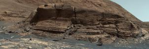 NASA's Curiosity Mars rover used its Mastcam instrument to take the 32 individual images that make up this panorama of the outcrop nicknamed Mont Mercou. It took a second panorama to create a stereoscopic view. Both panoramas were taken on March 4, 2021.