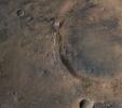 The target landing area of NASA's Perseverance rover is overlaid on this image of its landing site on Mars, Jezero Crater.