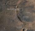 This annotated image shows landing ellipses for five NASA missions to Mars.