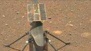 The Ingenuity helicopter's carbon fiber blades can be seen spinning up to in this video taken by the Mastcam-Z instrument aboard NASA's Perseverance Mars rover on April 8, 2021, the 48th Martian day, or sol, of the mission.