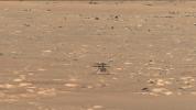 NASA's Ingenuity helicopter does a slow spin test of its blades, on April 8, 2021. This image was captured by the Navigation Cameras on NASA's Perseverance Mars rover.