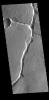 This image from NASA's Mars Odyssey shows part of Hyblaeus Fossae. Hyblaeus Fossae is located southwest of Elysium Mons.