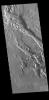 This image from NASA's Mars Odyssey shows a small section of Hrad Vallis. Hrad Vallis originates on the northwest margin of the Elysium Volcanic complex and flows into Utopia Planitia.