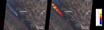 On July 24, 2022, the Multi-angle Imaging SpectroRadiometer (MISR) instrument aboard NASA's Terra satellite captured data on a smoke plume from the Oak Fire burning near Yosemite National Park in California.