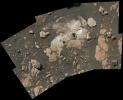 Composed of multiple images from NASA's Perseverance Mars rover, this mosaic shows a rocky outcrop called Wildcat Ridge.