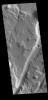 This image from NASA's Mars Odyssey shows several linear depressions that comprise of Amenthes Fossae.