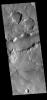 This image from NASA's Mars Odyssey shows linear features, or tectonic graben. These graben are called Sirenum Fossae.