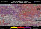 NASA's ECOSTRESS instrument on June 19 recorded scorching roads and sidewalks across Phoenix where contact with skin could cause serious burns in minutes to seconds, as indicated in the legend above.