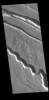 This image from NASA's Mars Odyssey shows a section of the many channel forms found radial to the Elysium Mons volcanic complex.