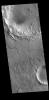 This image from NASA's Mars Odyssey shows an unnamed crater in southern Acidalia Planitia.