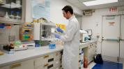 A planetary protection engineer at NASA's Jet Propulsion Laboratory prepares samples for analysis on March 20, 2024.