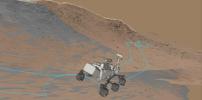 This animation captured from NASA's rover driving software depicts the agency's Perseverance during a slippery drive as it ascends toward the rim of Mars' Jezero Crater on Oct. 16, 2024.